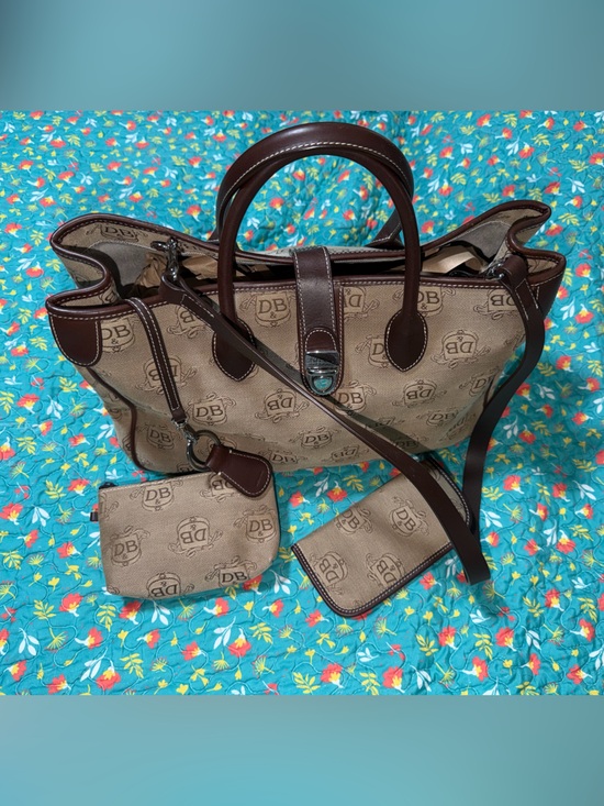 Dooney & Bourke Handbags - Large Dooney & Bourke Brown Top Handle Satchel Handbag with Coin Pouch